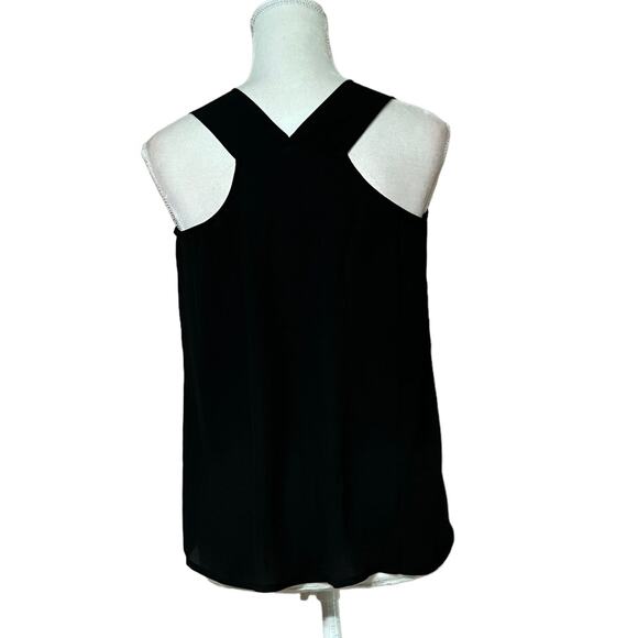 Lily white women halter neck blouse sleeveless sz xs black top sleeveless - Picture 3 of 16